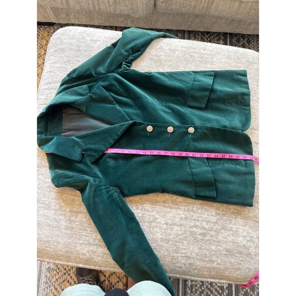 Vintage Prestige Of Boston Green Velvet Blazer Size 16 With Silver Buttons - Picture 10 of 12